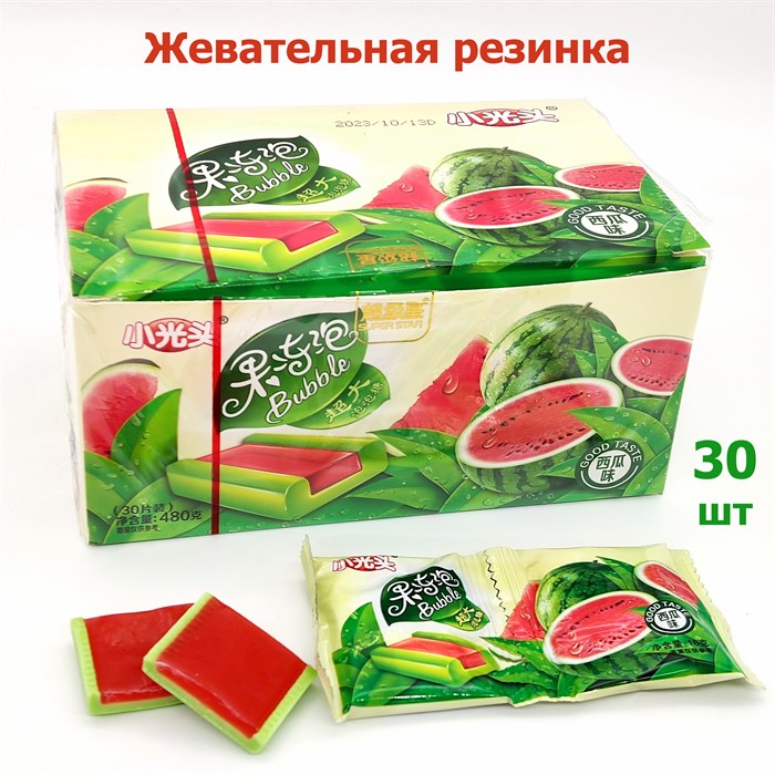 Жевательная резинка Small Bald со вкусом Арбуза (2487) 16 гр*1 кор х 20 бл х 30 шт 2487 - фото 15347