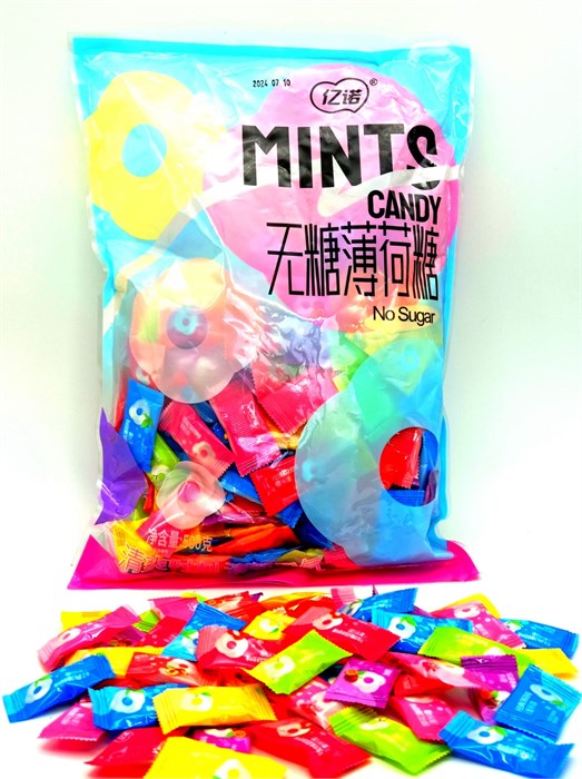 Весовые леденцы Mints Candy без сахара (2741) 500гр(~343шт)*1 кор х 30пакетов*1шт(1,45гр) 2741 - фото 16797