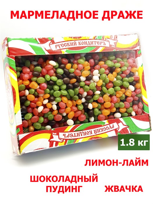 Драже мармеладное жев. Креззи-Джелли-Евро (жвачка,лимон-лайм,шок. пудинг) (1КДЕ) 1 короб х 2 кг*1 шт УТ00001КДЕ - фото 19493
