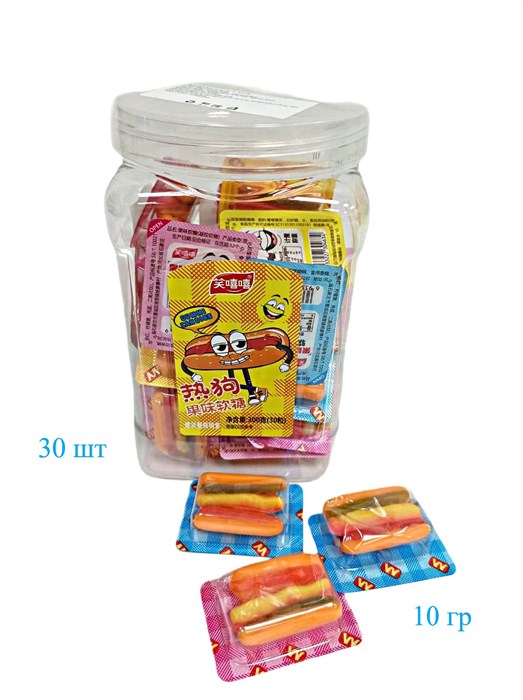 Мармелад Хот-дог (4740) 10 гр*1 кор х 20 банок х 30 шт 4740 - фото 19983