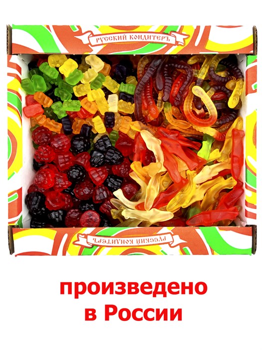 Мармелад жевательный Микс (червяки, медвежата, акулы, ежевика) (УТ000000ФФ) 1 коробка х 1,8 кг УТ000000ФФ - фото 20130