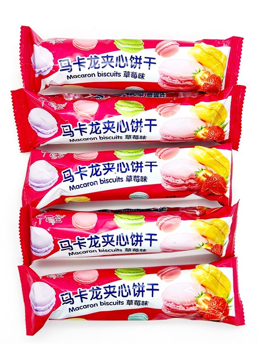Печенье Qian Bai Tang Macaron Клубника (70110) 55 гр*1 кор х 12 упак х 20 шт 70110 - фото 20741