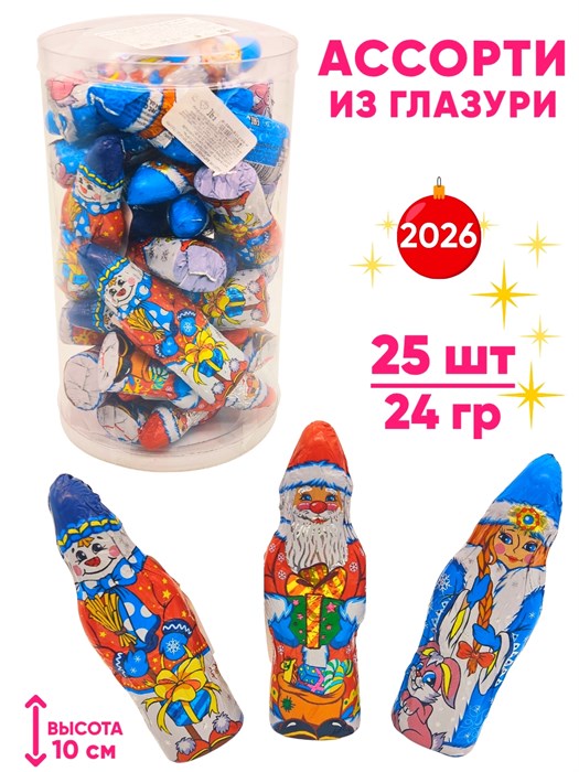 Кондитерское фигурное изделие Новогоднее ассорти из глазури (СНК018) 24 гр*6 банок*25 шт СНК018 - фото 20804