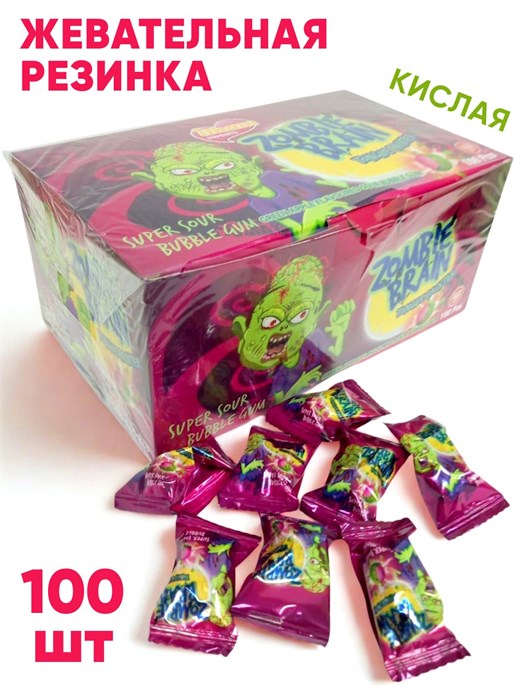 Жевательная резинка Зомби Zombie brain дражированная кислая (134) 3,5 гр*12 бл*100 шт 134 - фото 20912