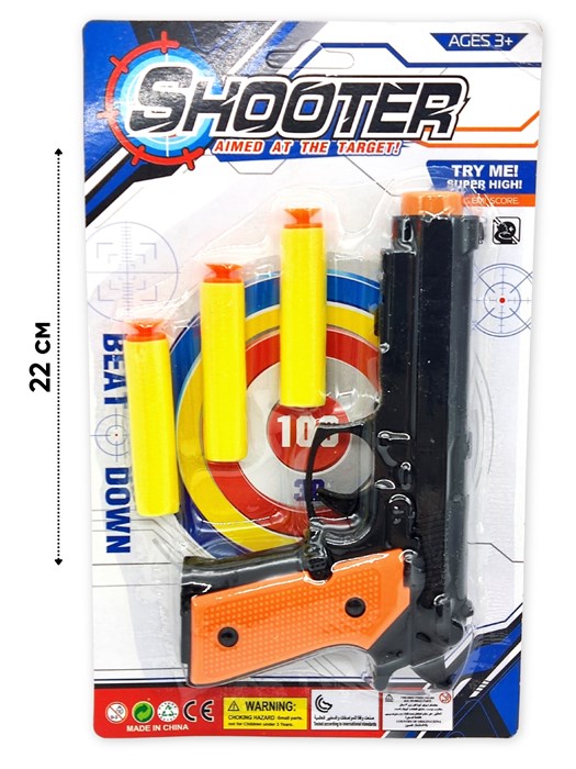 Пистолет Shooter с мягкими пулями на листе 14 х 23 см 421-7 421-7 - фото 21441