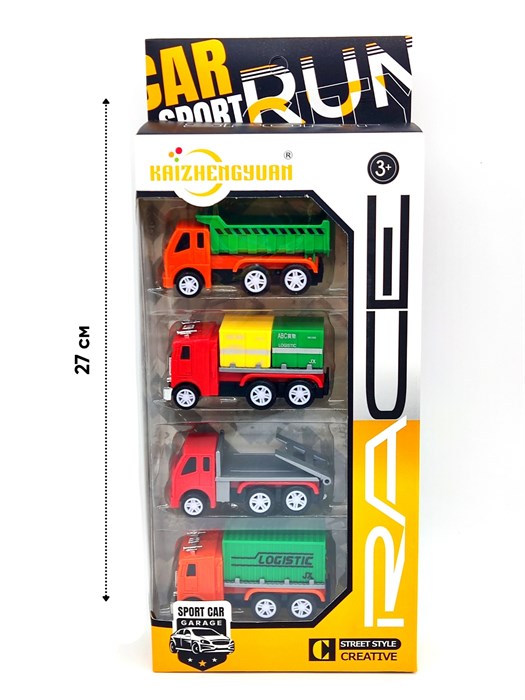 Набор Грузовых машин (4 шт) в коробке 12 х 27 см KZ957-018 KZ957-018 - фото 21451
