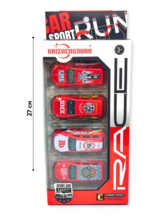 Набор Спортивных машин (4 шт) в коробке 12 х 27 см KZ957-016 KZ957-016 - фото 21453