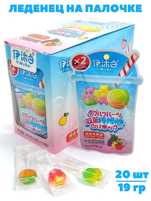 Леденец двойной на палочке YiMuBai (3735) 19 гр*1 кор х 12 бл х 20 шт 3735 - фото 21574