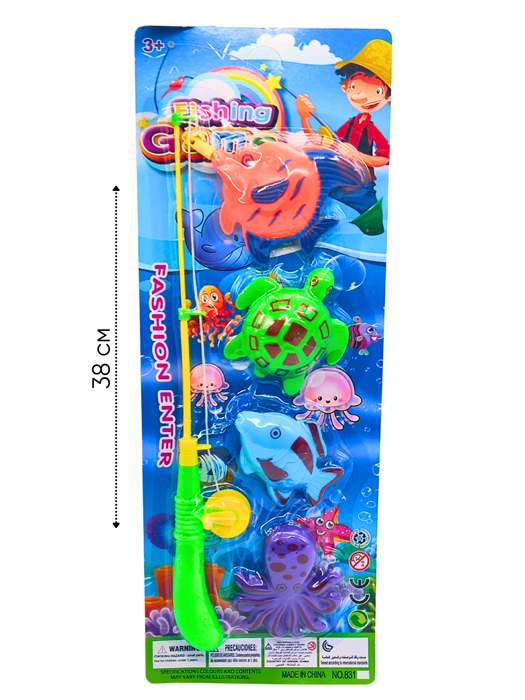 Набор Рыбалка 4 рыбки, удочка на листе 14х38 см  831E 831E