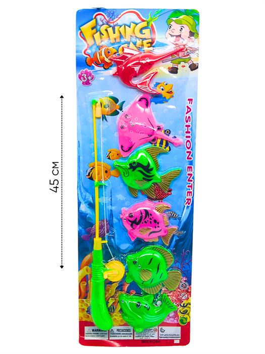 Набор Рыбалка 6 рыбок, удочка на листе 16 х 45 см 833B 833B