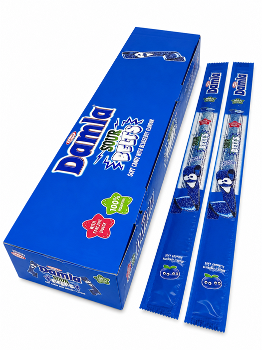 Мармелад DAMLA Кислые ленточки со вкусом ЧЕРНИКА (TS4018) 15 гр*6 бл*72 шт TS4018