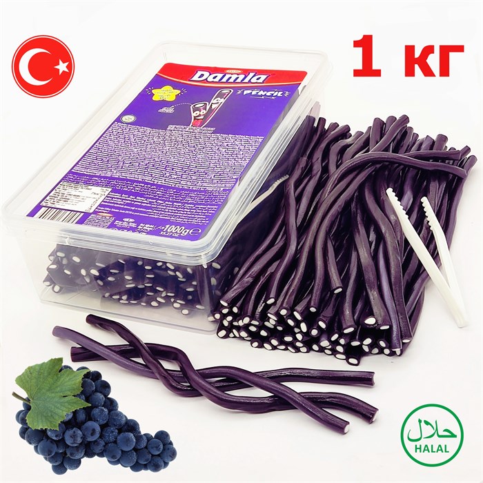 Мармелад DAMLA Карандаши 10 гр (Виноград) Tayash (3010) 1кг*1кор х 12 контейнеров*1 шт TS3010-1