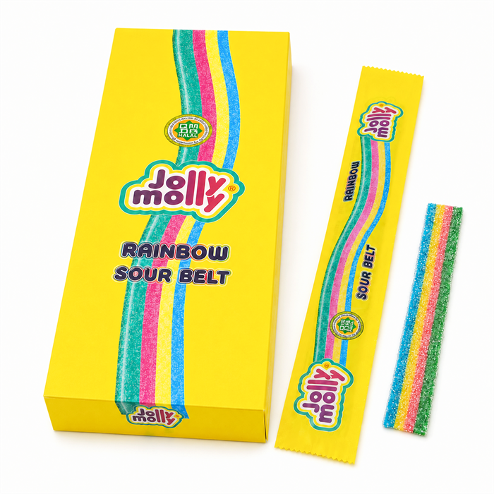 Мармелад SOUR BELT RAINBOW Кислая лента Jolly molly РАДУГА тутти фрутти (AF0015) 8 гр*12 бл*48 шт AF0015-1