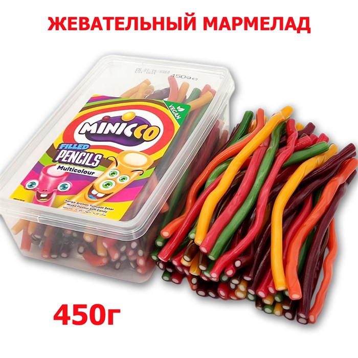 Мармелад Minicco Filled Pencils Multicolour палочки Микс вкусов (19500158) 450 гр*1 кор х 12 бл*1 шт 19500158-1