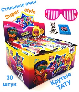 Взрывная карамель ОЧКИ SUPER STYLE с татуировкой (Канди Клаб) (CAR107) 1 гр*12 бл*30 шт CAR107