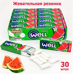 Жевательная резинка WELL подушечки без сахара Арбуз (0059) 13,2 гр*1 кор х 20 бл х 30 шт 0059