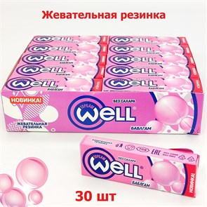 Жевательная резинка WELL подушечки без сахара Бабл гам (0321) 13,2 гр*1 кор х 20 бл х 30 шт 0321