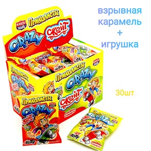 Взрывная карамель Приколисты Crazy - скейт с игрушкой и татуировкой (PPC005) 1 гр*12 бл*30 шт PPC005