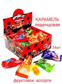 Карамель леденцовая Сладкое кольцо Miraculous Леди Баг и Супер Кот вкус микс(CAR237)15 гр*8 бл*24 шт CAR237