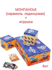 Монпасье Crazy drift city карамель леденцовая ассорти в коробочке с игрушкой (Danli) 10 гр*8 бл*8 шт 5102