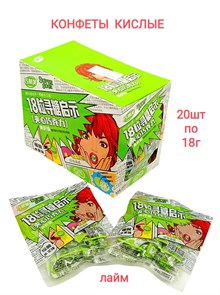 Кислые конфеты Super Sour 18 Лайм (4308) 18 гр*1 кор 12 бл х 20 шт 4308