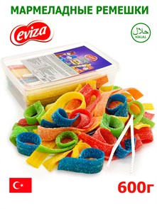 Мармелад EVIZA Кислые ленты с посыпкой (Микс вкусов) (EVIZA2561) 600 гр*1 кор х 12 контейнеров*1 шт EVIZA2561
