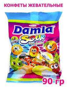 Конфеты жевательные DAMLA Sour Ассорти (Кислый) в пакете Tayash (5394) 90 гр*1 кор х 24 шт 5394