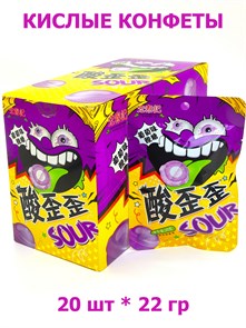 Конфеты Hohg Tai Kee Foods Sour кислые Виноград (34679) 20 гр*1 кор х 12 бл х 20 шт 34679
