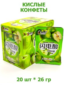 Конфеты кислые фруктовые Dushike Яблоко (40857) 26 гр*1 кор х 12 бл х 20 шт 40857