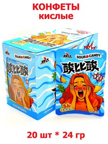 Конфеты фруктовые кислые Teng Da Sour&Candy Ананас (501237) 24 гр*1 кор х 12 бл х 20 шт 1237-1