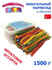 Мармеладная радуга 1500гр трубочки в кислой обсыпке с фруктовым вкусом(±150 шт)(CM-229)1кор*8бл*1 шт CM-229