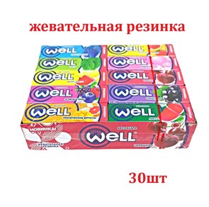 Жевательная резинка WELL подушечки без сахара Микс вкусов (AY993389) 13,2 гр*1 кор х 20 бл х 30 шт AY993389