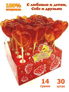 Карамель леденцовая на палочке Сердечко (Сибирский петушок) шоу-бокс (К-003) 14 гр*1 бл*30 шт K-003/шк441967520