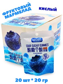 Кислый фруктовый мармелад Huitongshifin Черника (6396) 20 гр*1 кор х 12 бл х 20 шт 6396