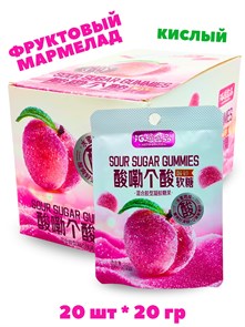 Кислый фруктовый мармелад Huitongshifin Персик (6419) 20 гр*1 кор х 12 бл х 20 шт 6419