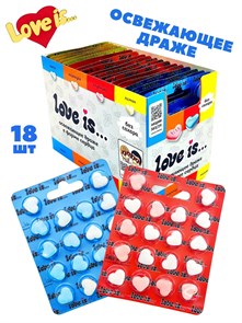 Конфеты освежающие Love is ЛОВИС Микс вкусов в форме сердца в блистере (70957) 10,8 гр*24 бл*18 шт 70957