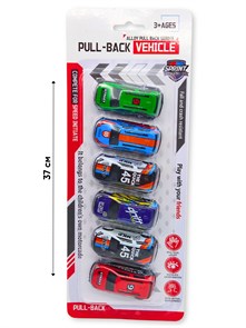 Набор машин Гонки (6 шт) на листе 12 х 31 см BC-6824 BC-6824