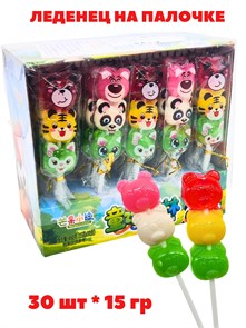 Леденец на палочке Зверята MangGuo XiaoDi (40794) 15 гр*1 кор х 20 бл х 30 шт 40794
