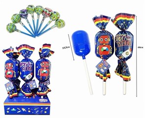 Карамель на палочке Фрутти МЕГА BONI (Для мальчиков) с игрушкой в контейнере (CL-171B) 96гр*1*24 шт CL-173