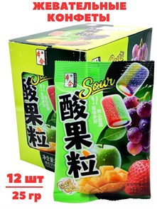 Кислые жевательные конфеты в сахаре Benhefood (5136) 25 гр*1 кор х20 бл х 12 шт 5136