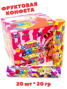 Фруктовая аэрированная конфета кислый WO (0825) 20 гр*1 кор х 12 бл х 20 шт 0825