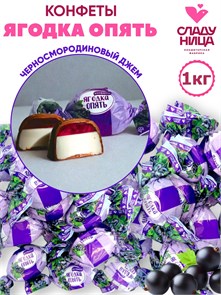 Конфеты Ягодка опять 1 кг жел. со вкусом чёр. смородины в шоколаде (64 шт/15 гр) 1 кор х 5 пак*1 шт 82-48/ 19064