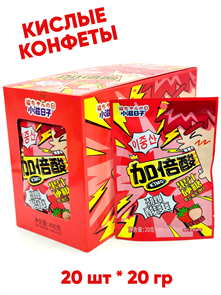 Кислые фруктовые конфеты King Клубника (41793) 20 гр*1 кор х 12 бл х 20 шт 41793