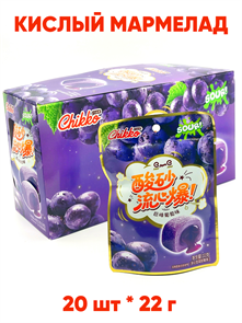Кислый фруктовый мармелад с начинкой Виноград Chikko (61030) 22 гр*1 кор 12 бл х 20 шт 61030