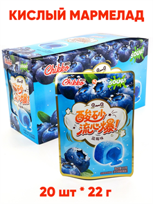 Кислый фруктовый мармелад с начинкой Черника Chikko (61047) 22 гр*1 кор 12 бл х 20 шт 61047