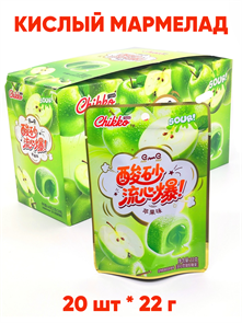 Кислый фруктовый мармелад с начинкой Яблоко Chikko (60989) 22 гр*1 кор 12 бл х 20 шт 60989