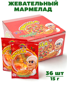 Мармелад жевательный Пицца дисплей бокс Мармеланая радуга (CM-237) 15 гр*12 бл*36 шт CM-237