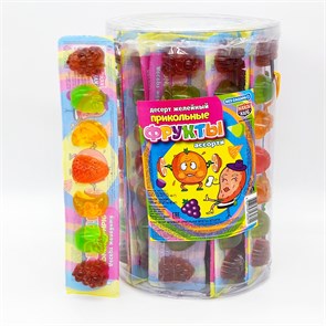 Десерт желейный Прикольные фрукты ассорти (Канди Клаб) (JEL075) 40 гр*8 банок*30 шт JEL075