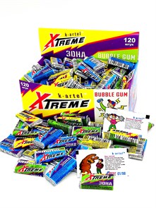 Жевательная резинка Kartel Xtreme зона с фруктовым или мятным вкусом (0a1.0.800) 2,5 гр*10 бл*120 шт 0a1.0.800 / KA002856