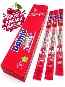 Мармелад жевательный DAMLA Кислые ремешки со вкусом ВИШНЯ TAYAS (TS4017) 15 гр*6 бл*72 шт TS4017